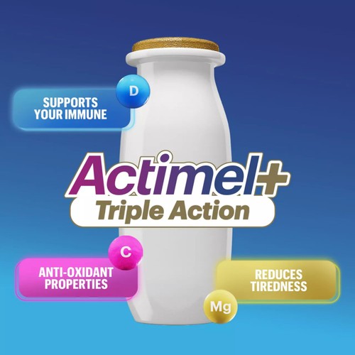 Actimel Triple Action 100% Vitamin D Strawberry & Pomegranate Yoghurt Drink