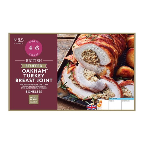 M&S British Stuffed Oakham Turkey Breast Bone Joint Boneless Frozen 