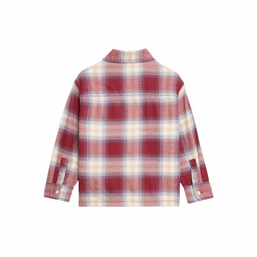 M&S Pure Cotton Checkered Shirt '5-6 Y Red 