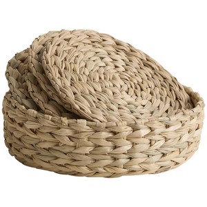 Set of 4 Seagrass Oval Coasters with Holder