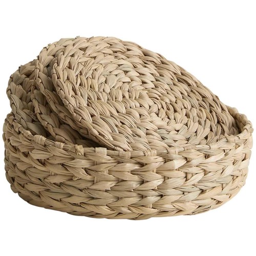 M&S Set of 4 Seagrass Oval Coasters with Holder