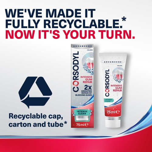 Corsodyl Advanced + Intensive Gum Repair Toothpaste, Intense Clean