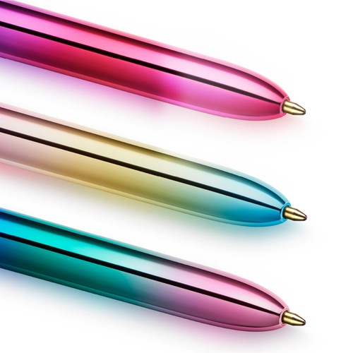 BIC 4 Colours Gradient Retractable Ballpoint Pens, Pack of 5