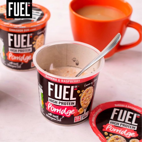 FUEL10K High Protein Banana & Raspberry Porridge Oat Cereal Pot