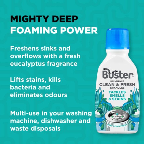 Buster Plughole Sanitiser Foaming Granules