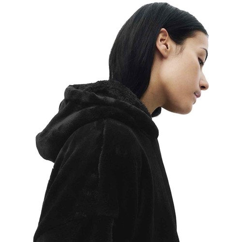 M&S Womens Fur Fleece Lounge Hoodie, M, Black