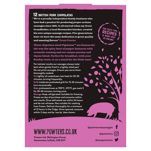 Powters British Outdoor Bred 12 Pigolata Chipolatas