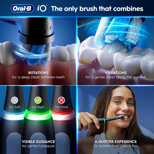 Oral-B iO3 Black & Blue Electric Toothbrush Duo Pack + Travel Case)