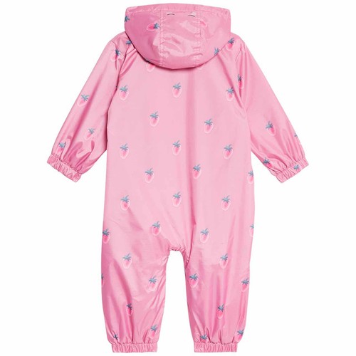 M&S Girls Strawberry Hooded Puddlesuit, 3-6 Months, Pink