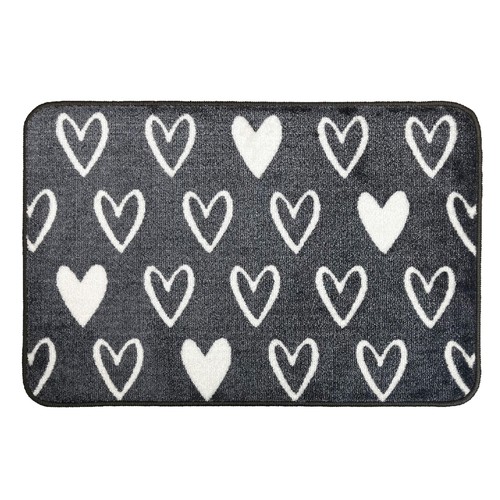 Mighty Mats Supersoft Washable Mat Grey Hearts