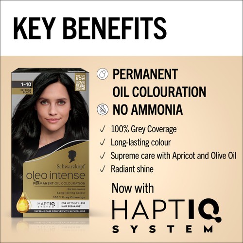 Schwarzkopf Oleo Intense Permanent Hair Colour, Intense Black 1-10