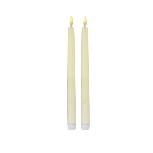 Cream Taper Candles with Flicka Brights Flame 2 pack