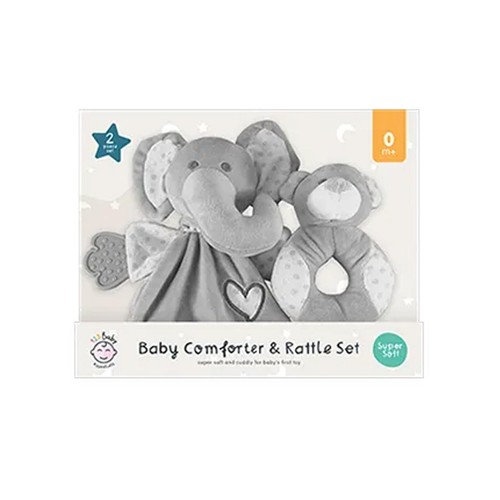123 Baby Baby Comforter & Plush Rattler Set Elephant