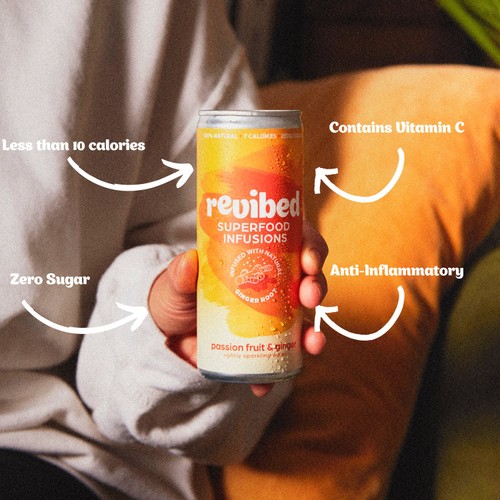 Revibed Immunity Passionfruit and Ginger Infused Lightly Sparkling Water