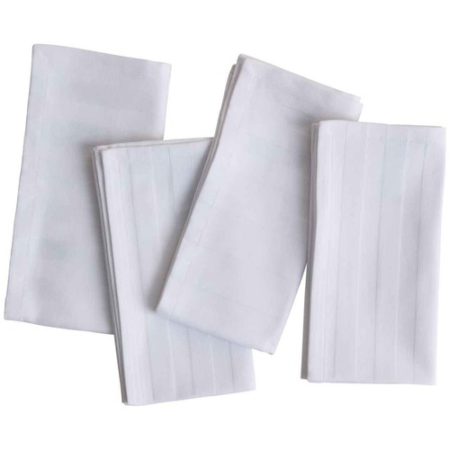 M&S Pure Cotton Sateen Striped Napkin Set, White