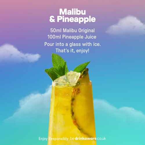 Malibu Coconut Rum & Pineapple Sparkling Cocktail Pre-Mixed Can