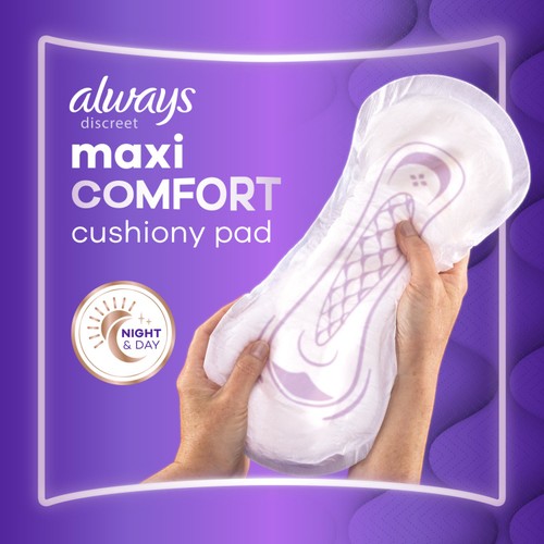 Always Discreet Adult Incontinence Pads Maxi Comfort Value Pack 12 Count