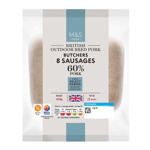 M&S Butchers 8 Pork Sausages
