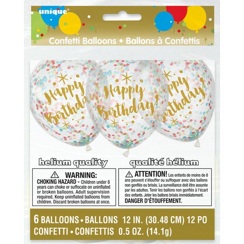Glitzy Birthday Balloons with Confetti