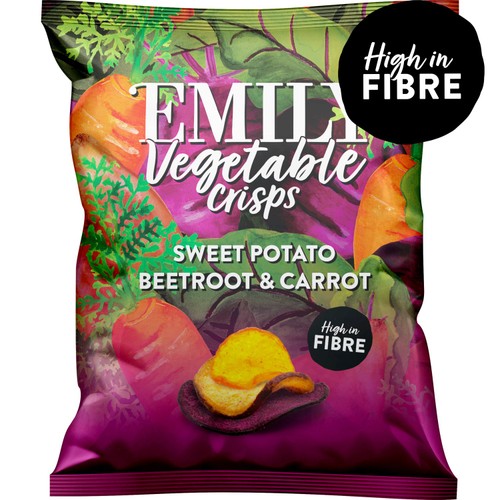 EMILY Veg Crisps Rainbow Roots Sweet Potato, Carrot & Beetroot 