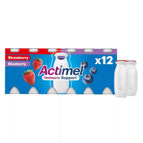 Actimel Strawberry Blueberry Immune Support Yoghurt Drink Multipack