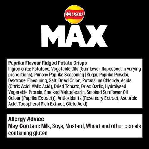 Walkers Max Punchy Paprika Multipack Crisps 6x27g