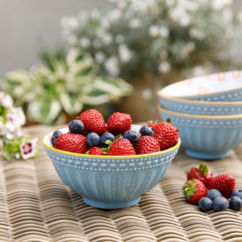 KitchenCraft Pale Blue Detailed Ceramic Bowl