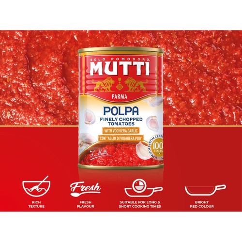 Mutti Polpa Finely Chopped Italian Tomatoes & Garlic