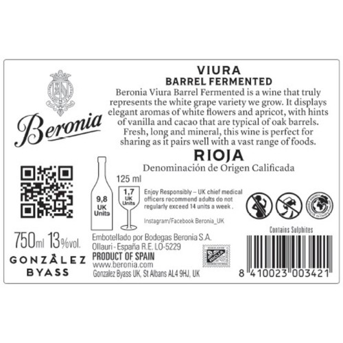 Beronia Rioja Barrel Fermented Viura