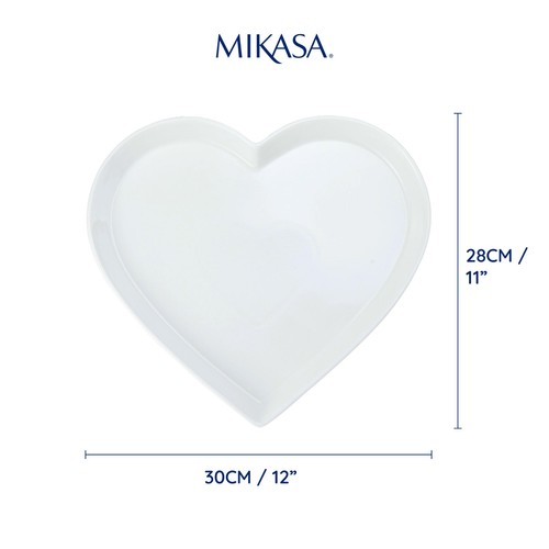 Mikasa Chalk Porcelain Heart Serving Platter, 30cm, Labelled