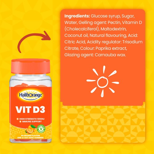 Haliborange Adult High Strength Immune Support Orange Gummies 1000IU
