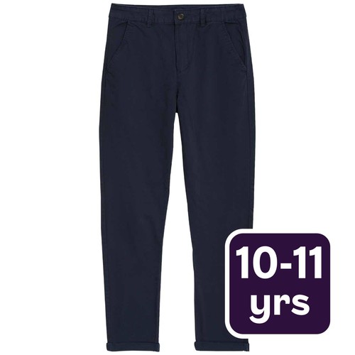 M&S Boys Collection, Cotton Rich Chinos, 10-11 Years, Navy