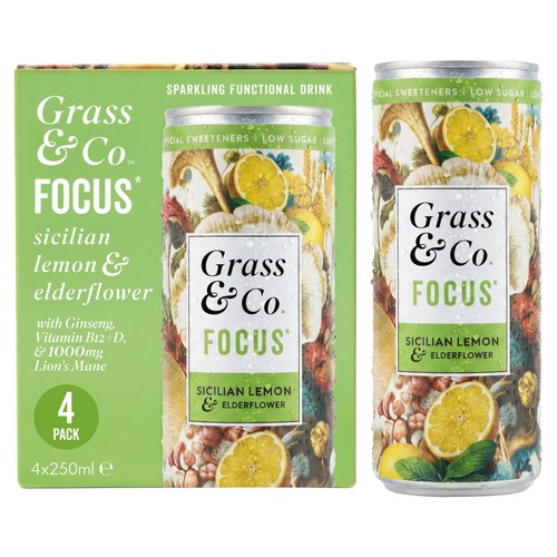 Grass & Co. Liquid FOCUS Lion's Mane Nootropic Drink 