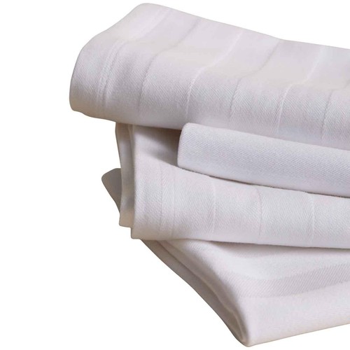 M&S Pure Cotton Sateen Striped Napkin Set, White