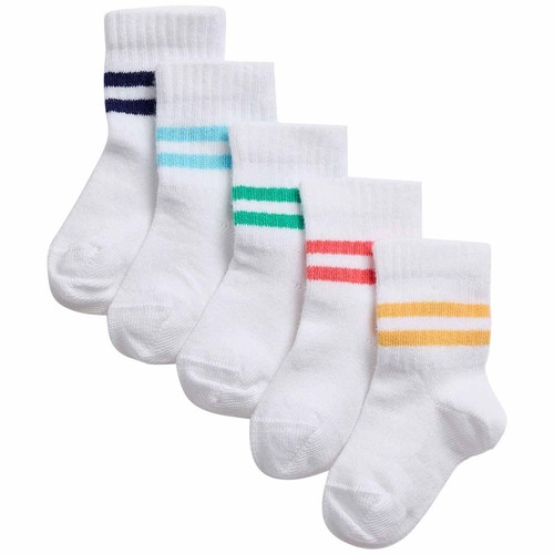 M&S Girls Cotton Baby Socks, 6-12 Months, White