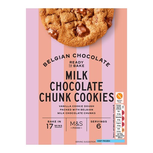 M&S 6 Milk Chocolate Chunk Cookies Frozen