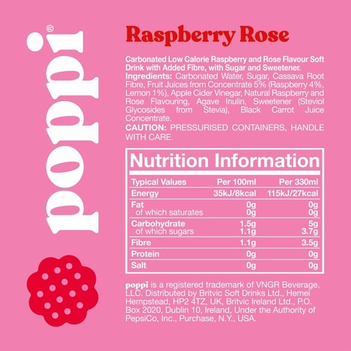 Poppi Raspberry Rose Soda Cans