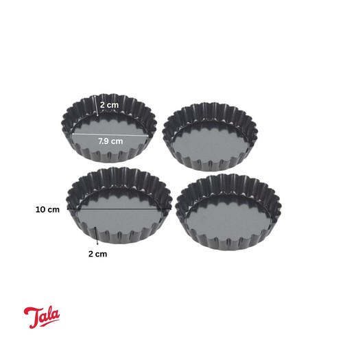 Tala 4 Non-stick Tart Tins, 10cm dia 