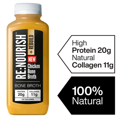 ReNourish + Rebuild Chicken Bone Broth, High Protein & Collagen