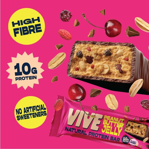 Vive Vegan Chocolate Protein Bars- Peanut Butter Jelly