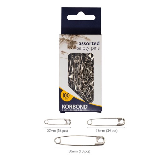 Korbond 100 Pack Assorted Safety Pins