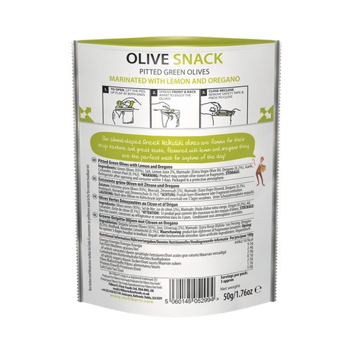 Mr Filberts Olive Snacks Green Olives with Lemon & Oregano