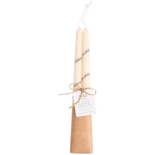 M&S Collection Happy Birthday Dinner Candles, White
