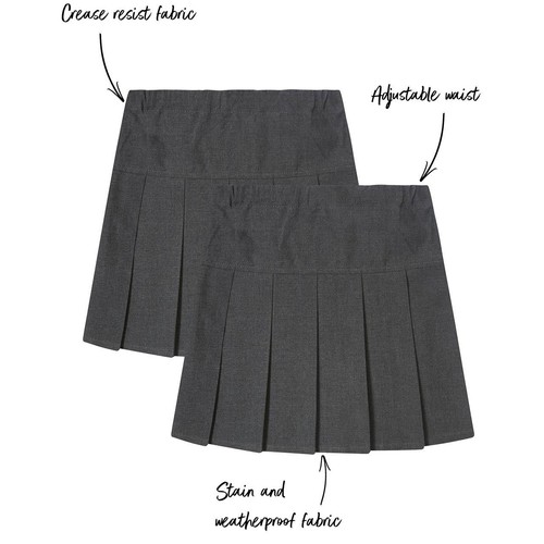 M&S Girls Crease Resistant School Skirts, 12-13 Years, Grey