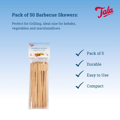 Tala  50 18cm Bamboo Skewers for BBQ's, Kebabs, 