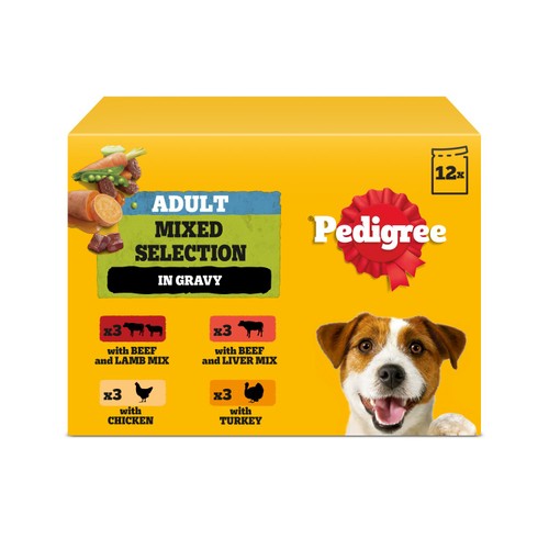 Pedigree Adult Wet Dog Food Pouches Mixed Selection in Gravy