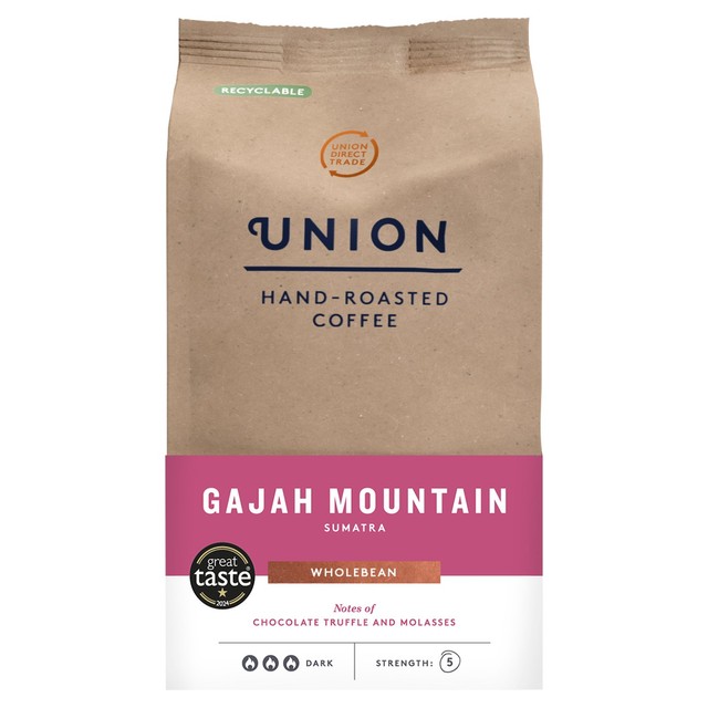 Union Hand-Roasted Gajah Mountain Sumatra Whole Bean Coffee 200g
