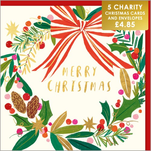 Bow Wreath Christmas Card Charity Pack