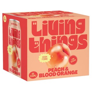 Living Things Peach & Blood Orange Soda 4x 330ml