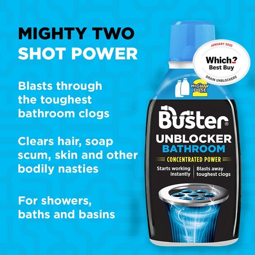 Buster Bathroom Drain Unblocker Mighty 2 Dose